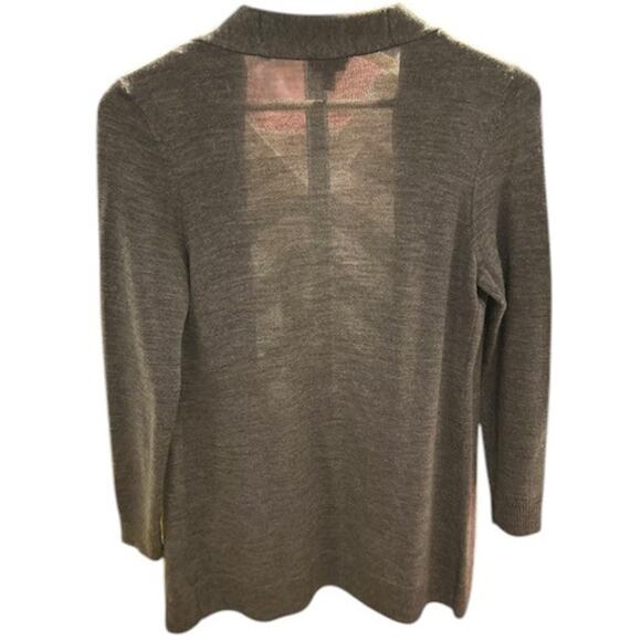 TALBOTS Heather Grey Gray 100% Merino Wool Long Sweater Cardigan Small Petite SP - Picture 11 of 11
